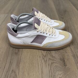 Collegium Shoes Mens Size 11 White Leather Suede Gum Sole Low Top Sneakers